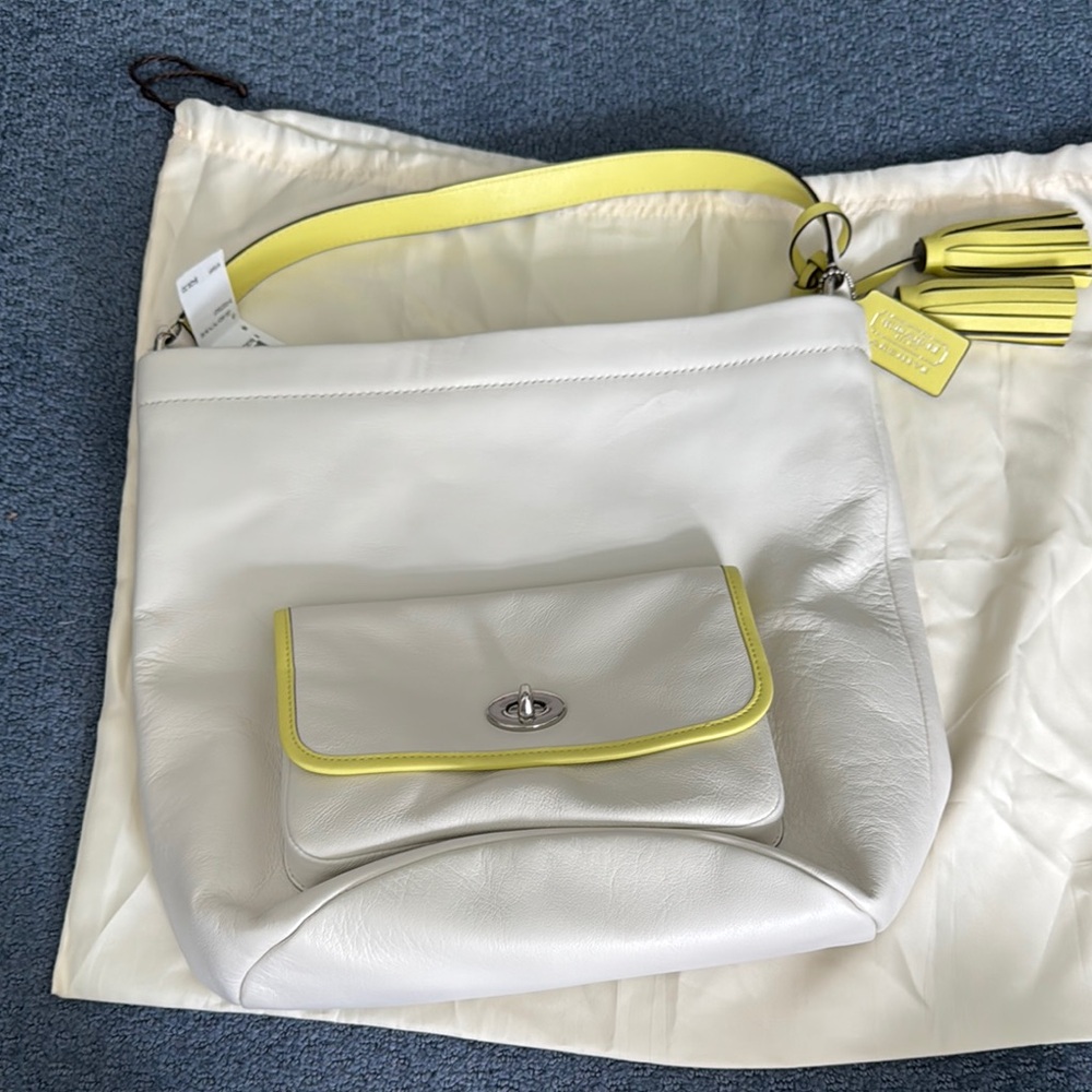 Coach White and Yellow Minimalist Shoulder Bag